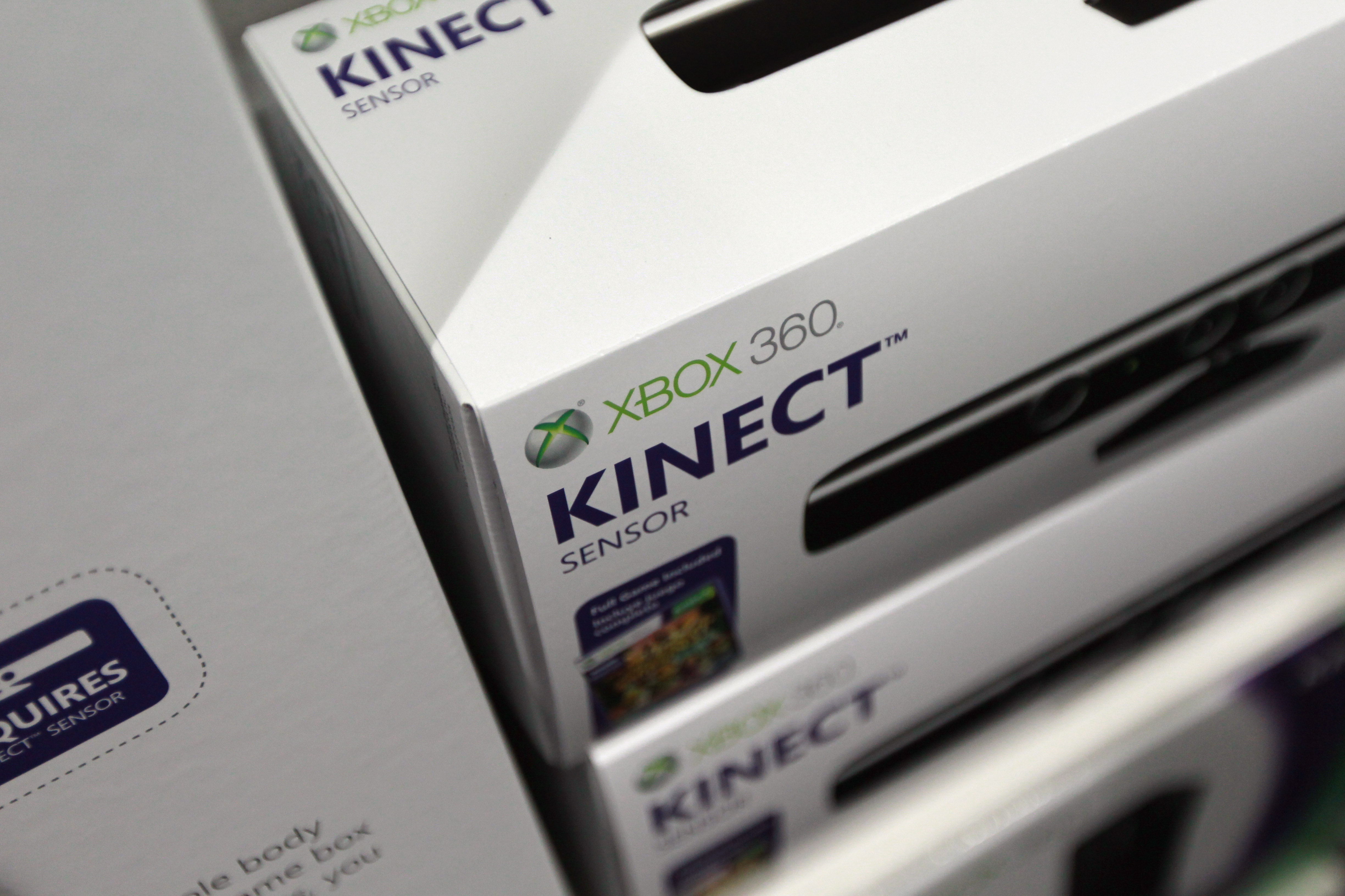 MIAMI BEACH – NOVEMBER 04: Microsoft’s new Kinect controller for the Xbox 360 is seen on a shelf at the Best Buy store on November 4, 2010 in Miami Beach, Florida. The Kinect went on sale today and uses sensors to read the players body language so controllers are not necessary to play Xbox games with the Kinect.