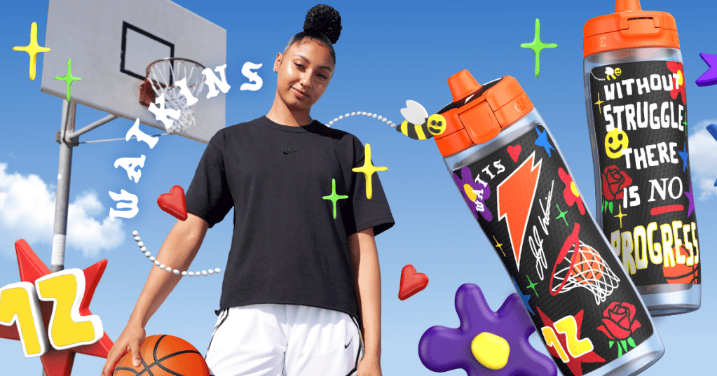 JuJu Watkins and a Gatorade bottle