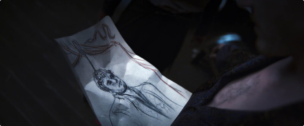 Image of a drawing of Mat hanged
