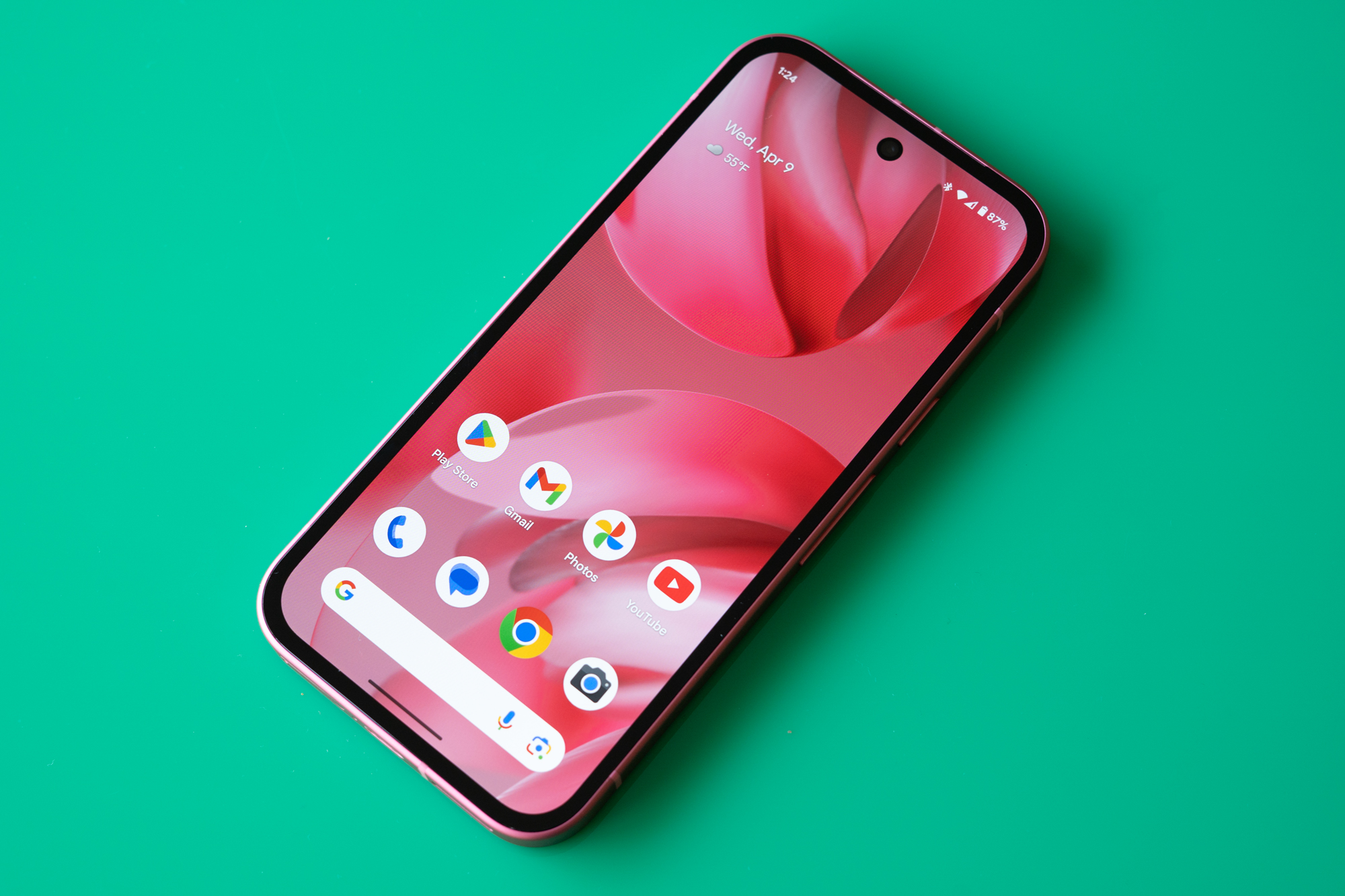 Google Pixel 9A in peony pink