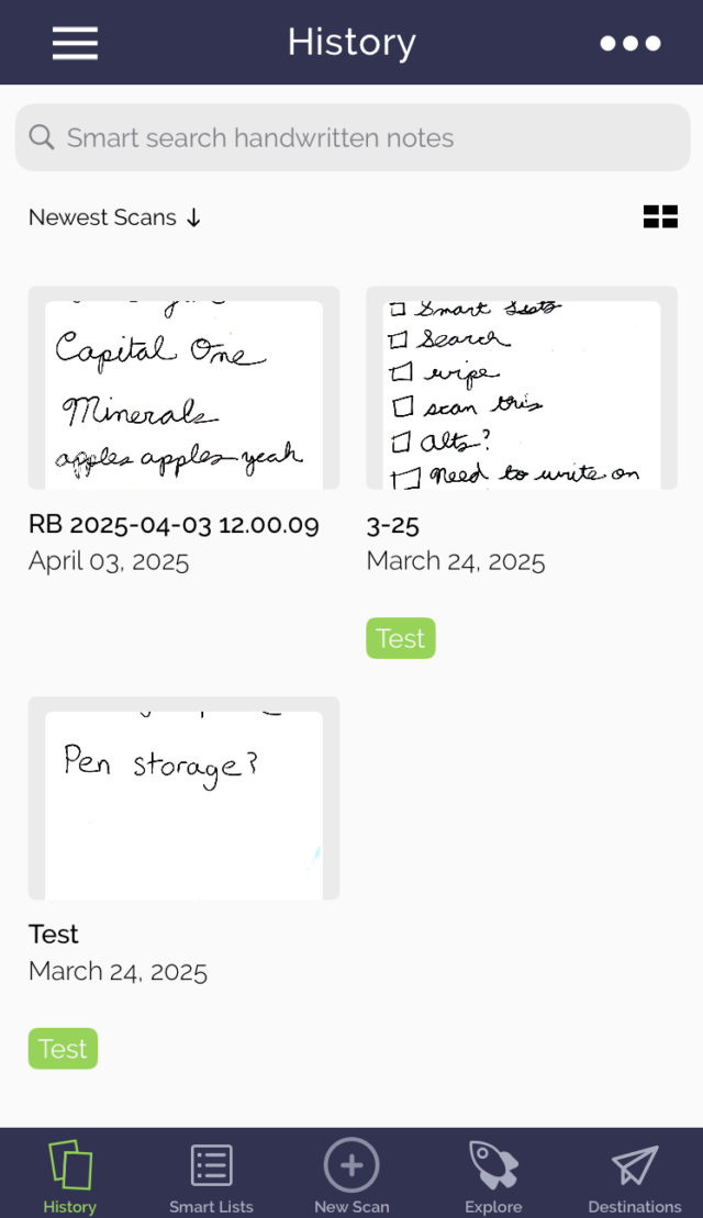A screenshot of the Rocketbook app.