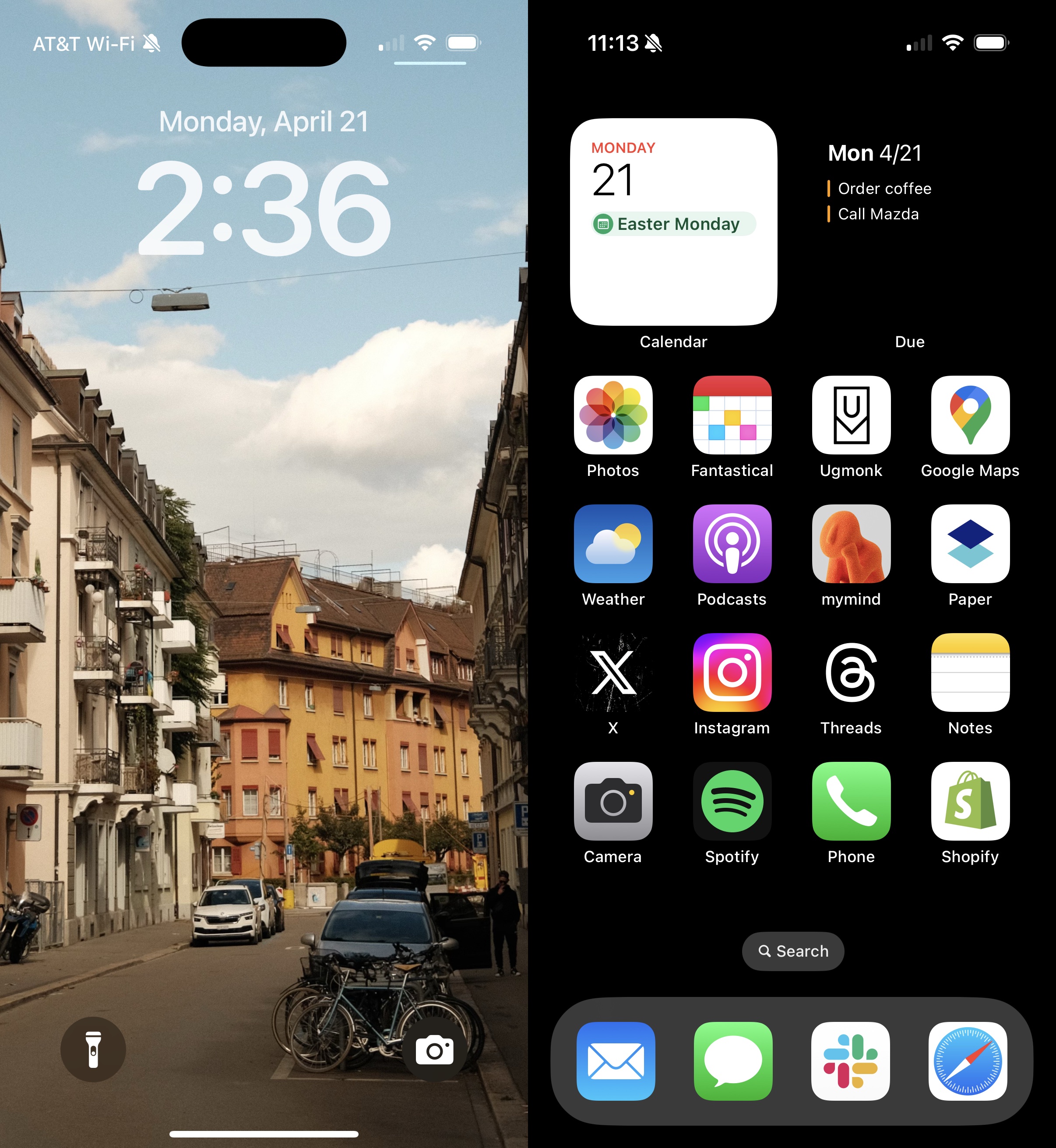 A lockscreen and homescreen from an iPhone
