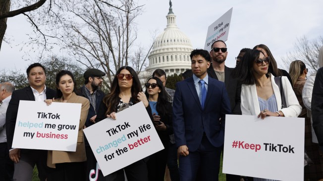 TikTok supporters protest a proposed ban in Washington, D.C.