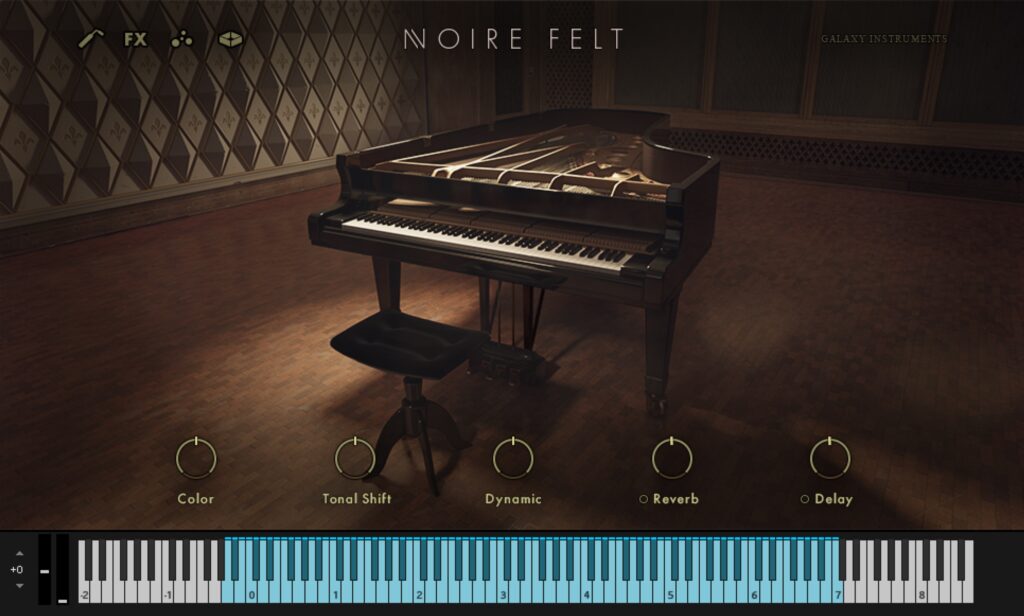 Screenshot of the Noire piano library.