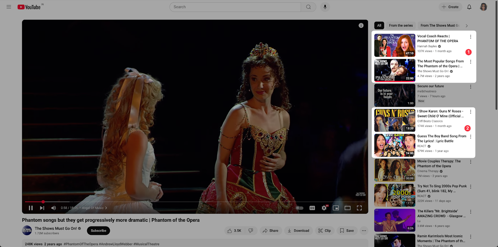 A screenshot of the unique recommendations for suggested videos 