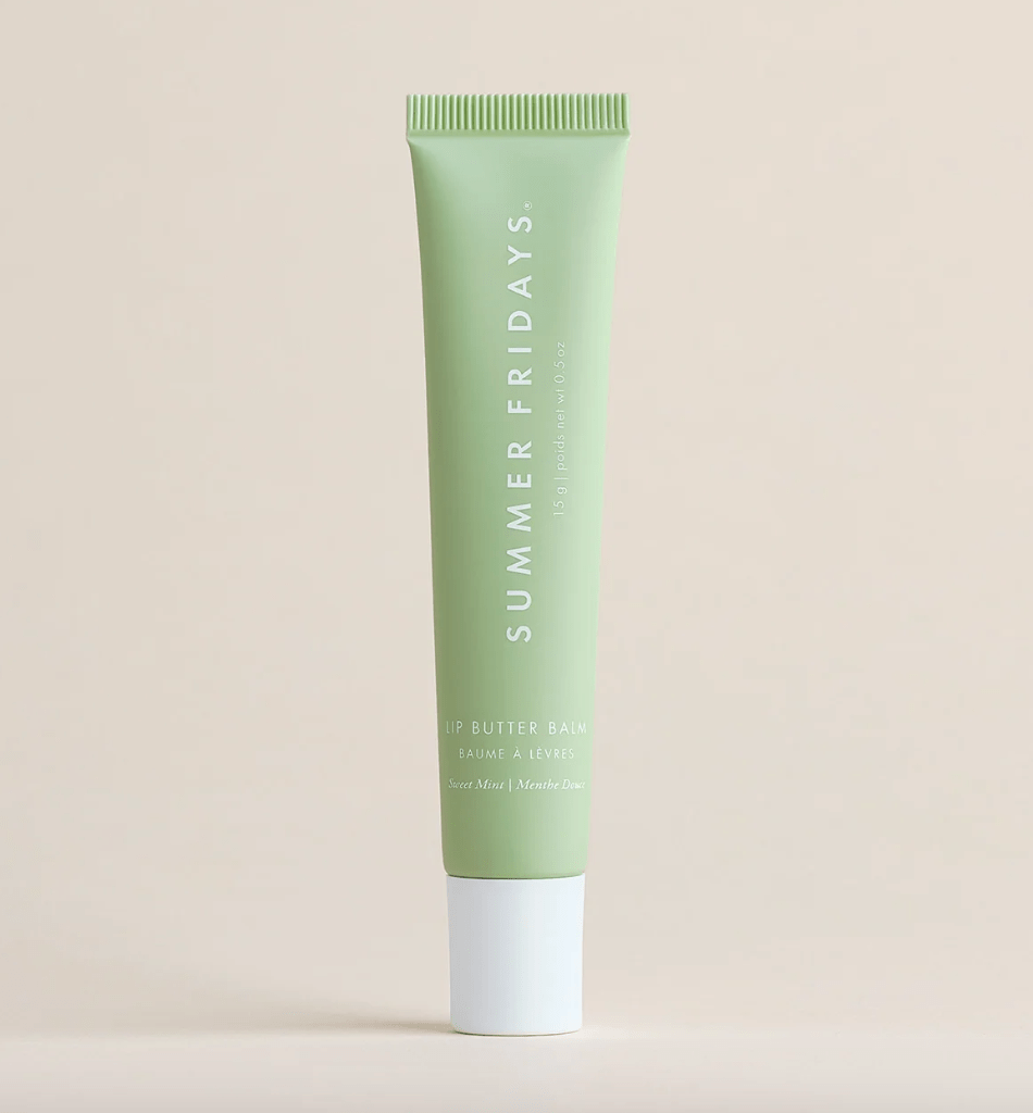 Summer Fridays lip balm in mint green tube
