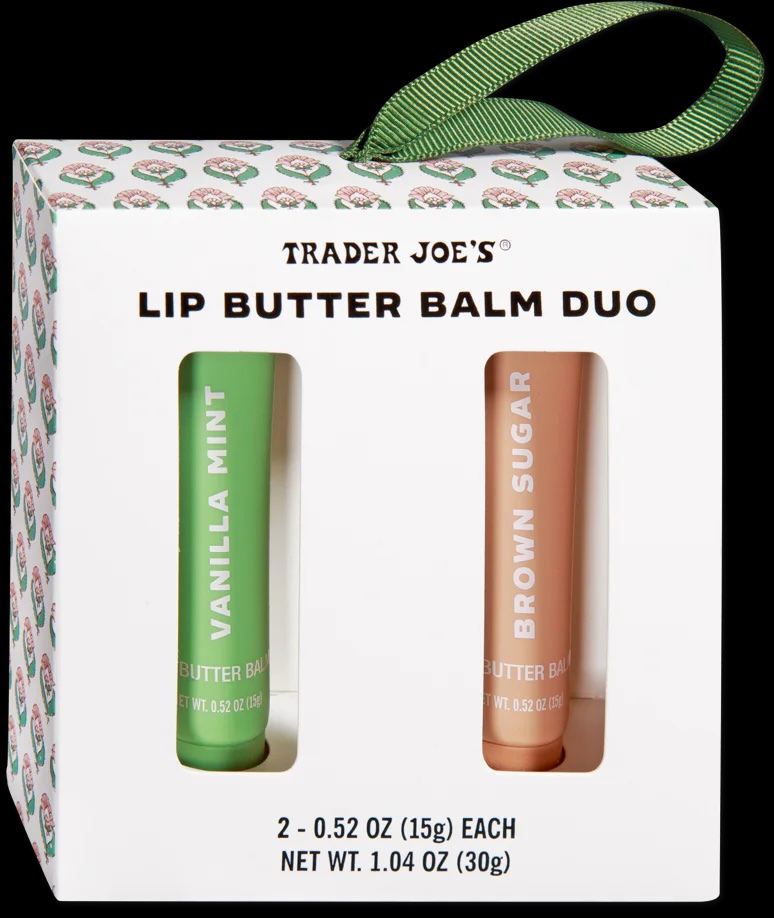 Trader Joe’s lip butter balm Duo, in mint green packaging