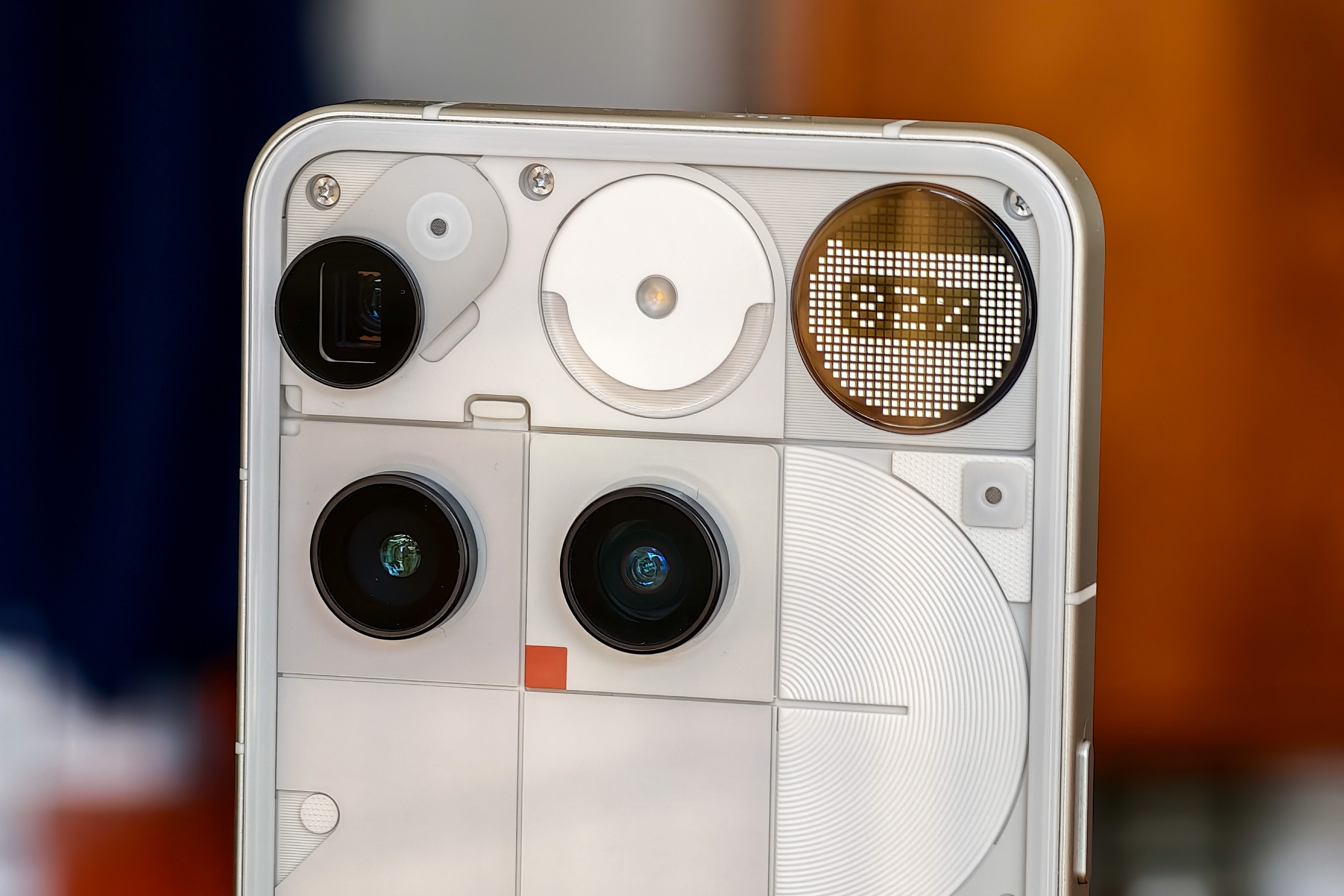 Photo of the Nothing Phone 3 cameras and Glyph Matrix.