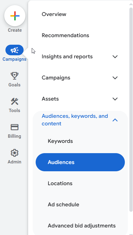 Google Ads audience targeting setting