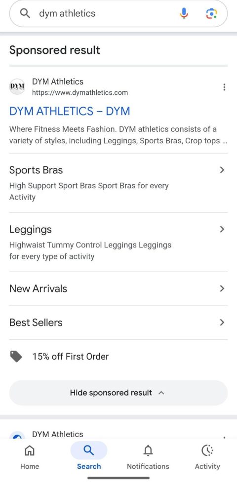 New 'Sponsored Result' layout on Google Ads search result.