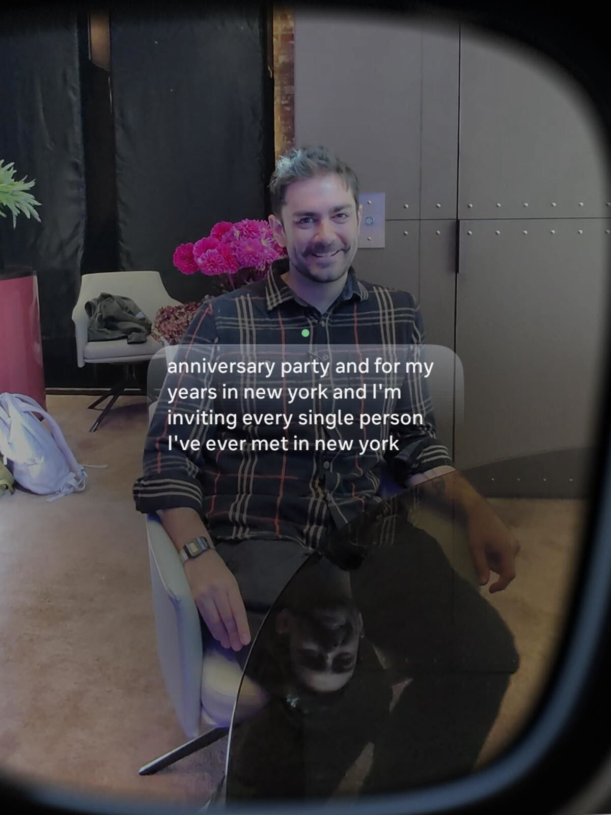 Here’s a simulated first-person view a live caption demo. Meta helped us with screen elements recorded on a demo Meta Ray-Ban Display.