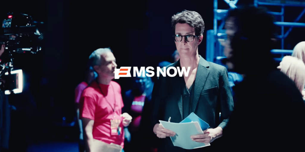 Image of MS Now "We the people" campaign spot featuring Rachel Maddow.