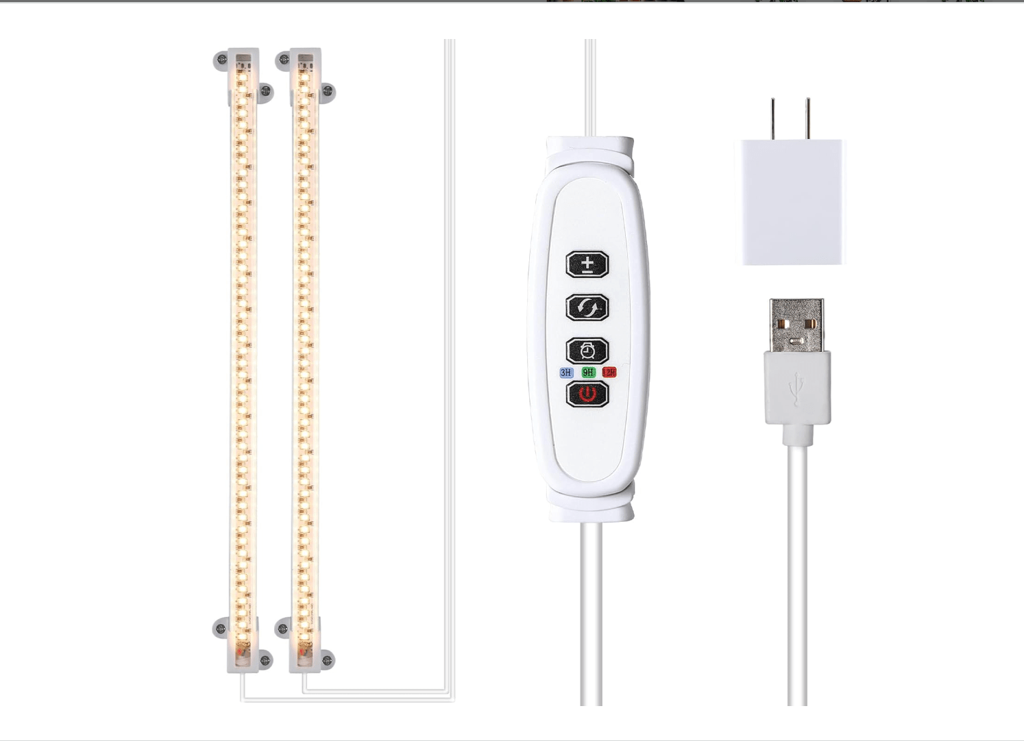 Strips of LED lights for plants