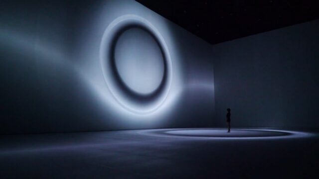 Yuxi Cao (James Cao; Chinese, born 1990), Oriens: Immersive Black Hole, 2017. Sound and video installation. Installation view at Today Art Museum, Beijing