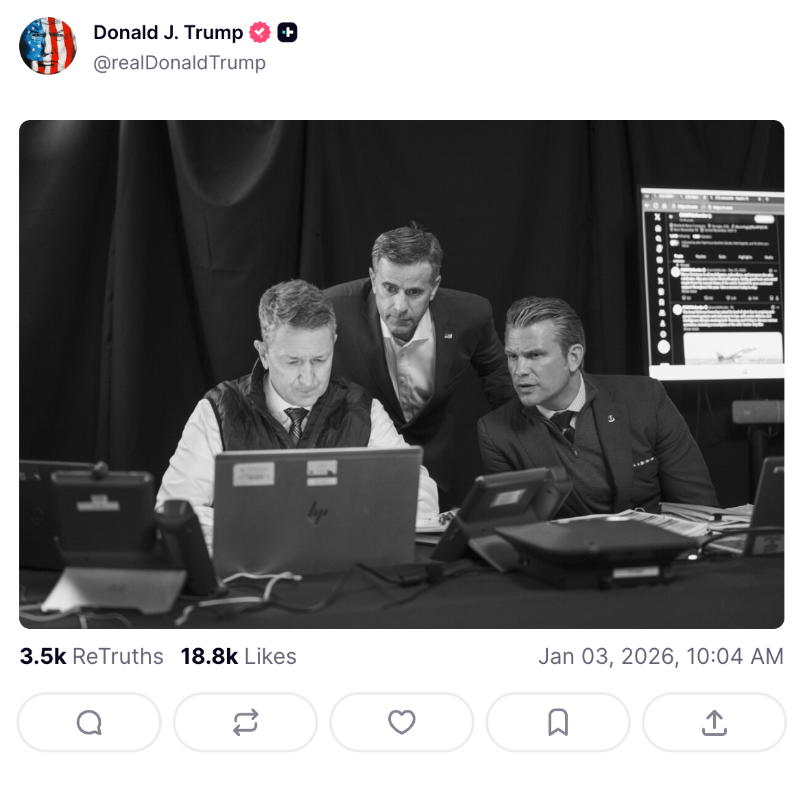 A post by the president on TruthSocial.