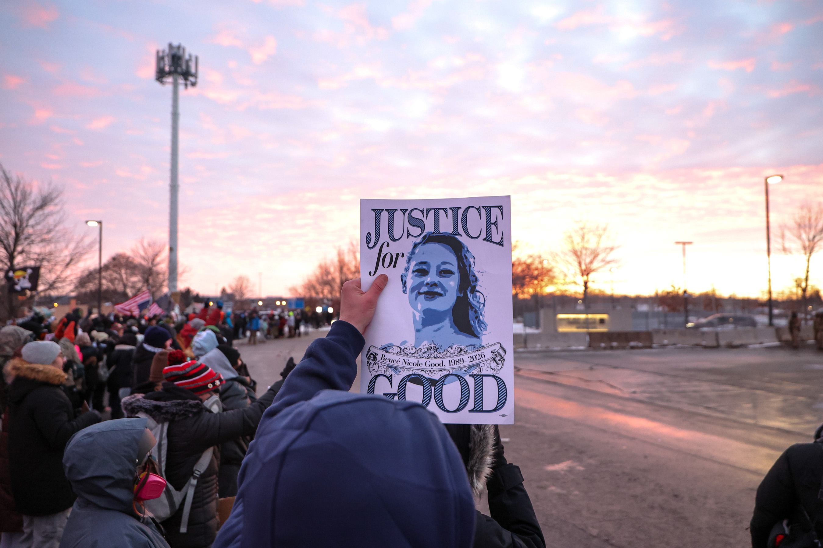Protestors demanded justice for the killing of Renee Good.