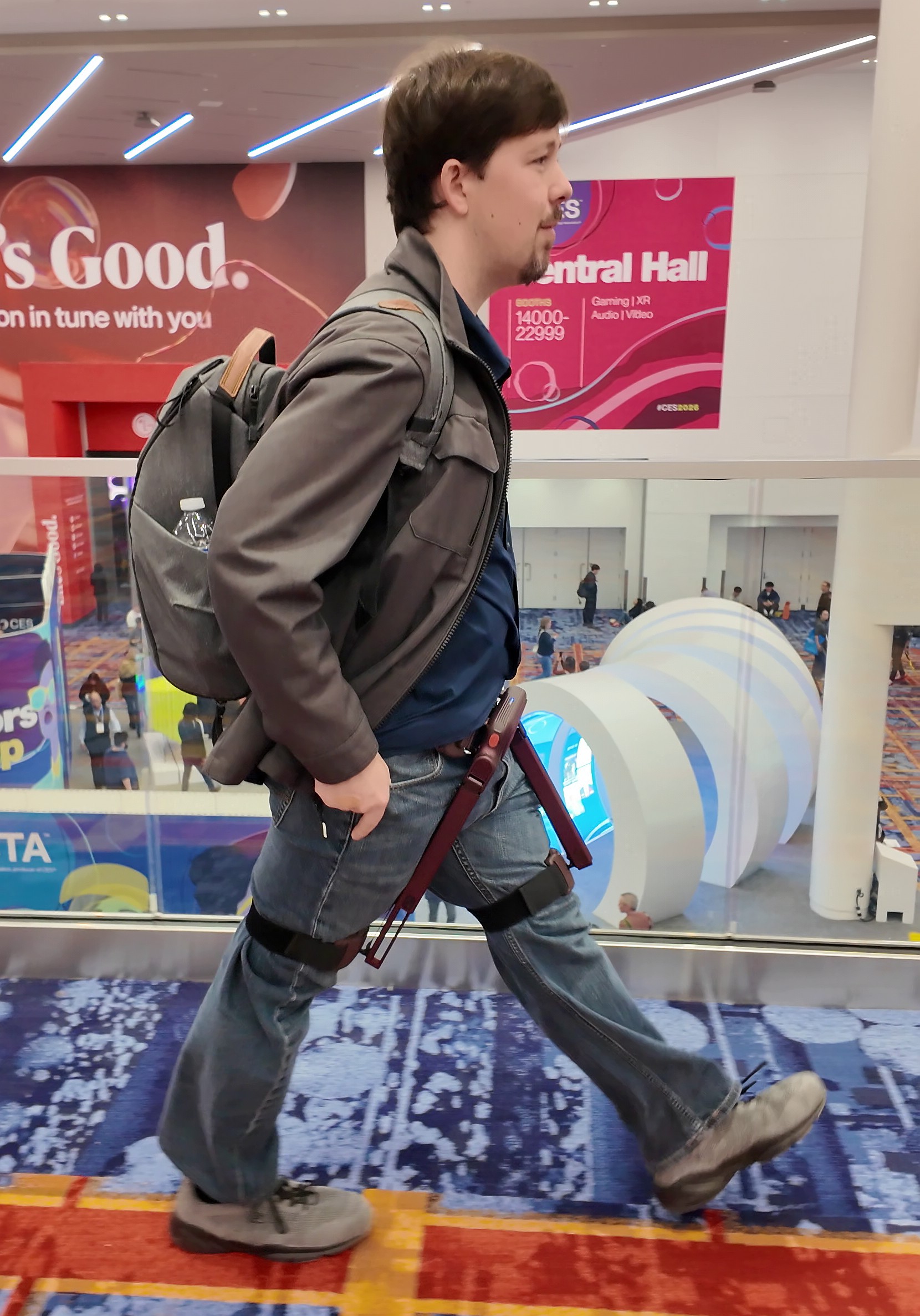 Note how the arms extend to follow my stride.