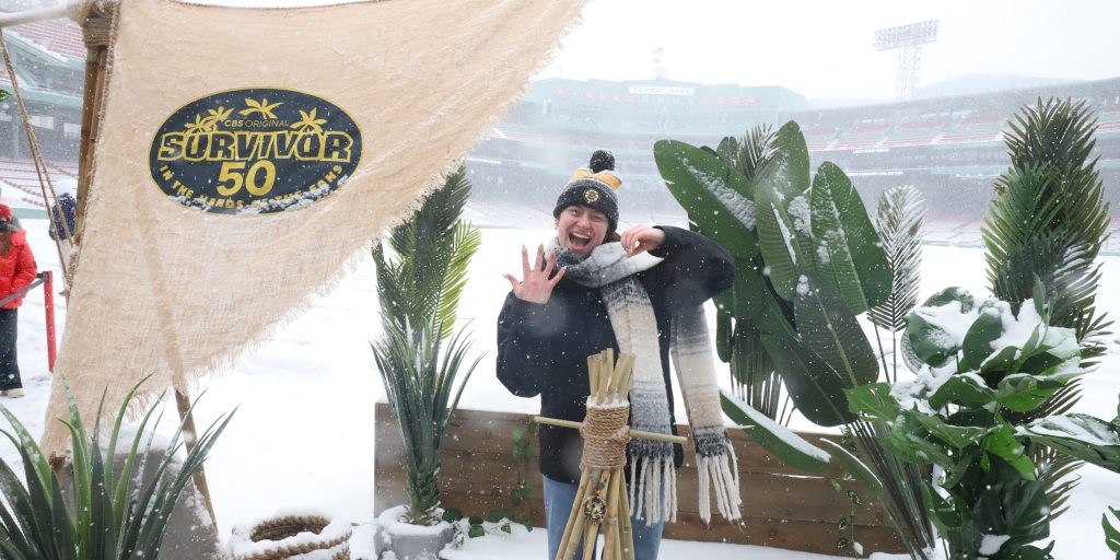 Image of Survivor fan at an activation despite the snow.