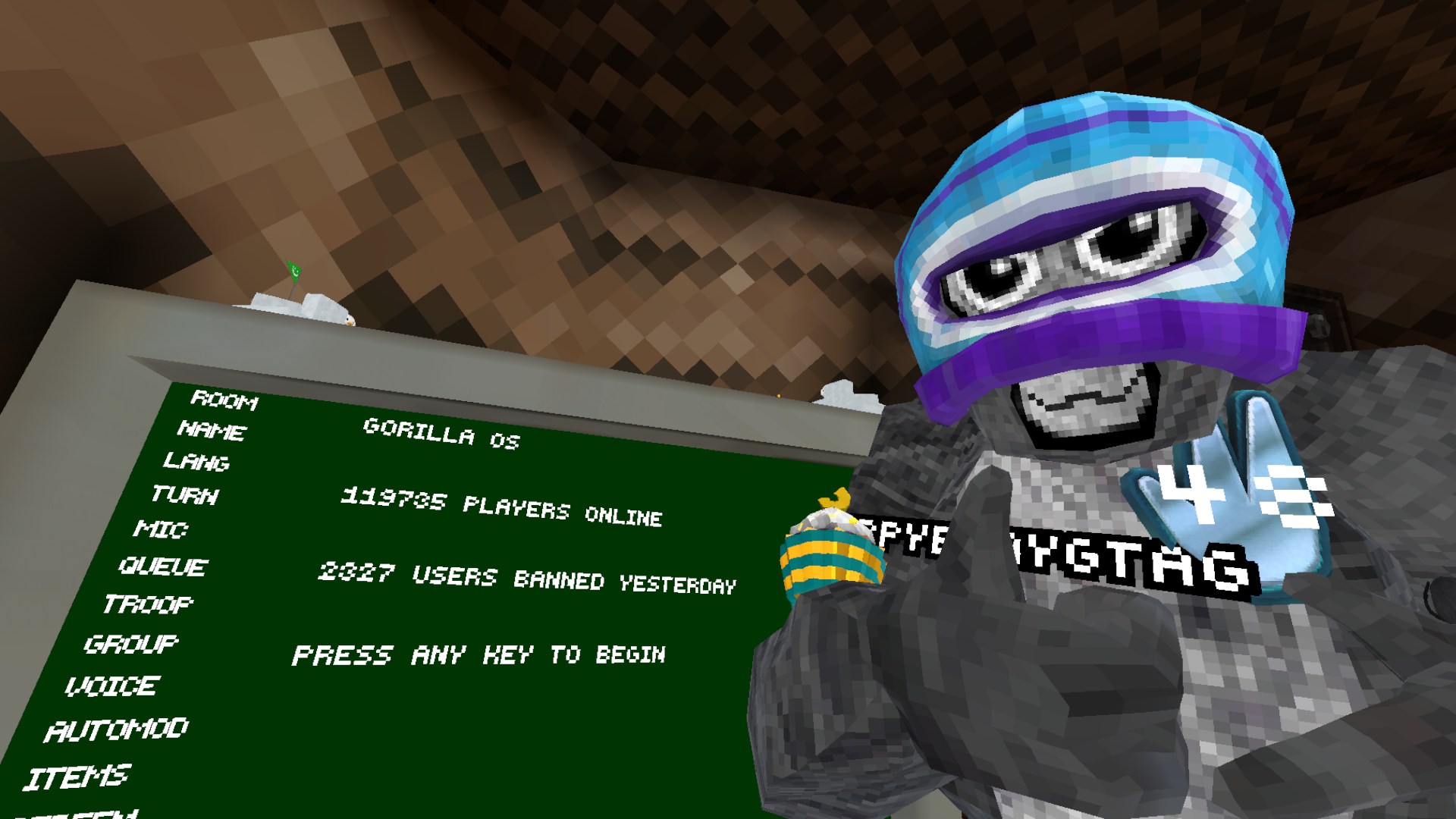 The moment Gorilla Tag achieved the in-game concurrent user record.