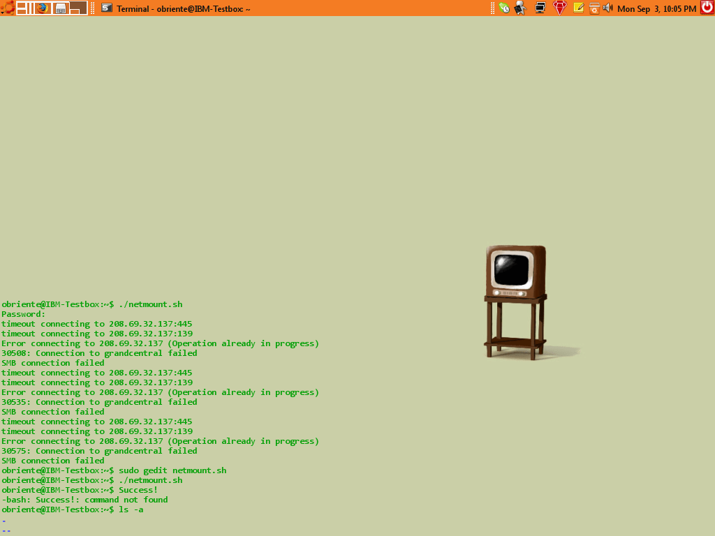 My Ubuntu desktop circa 2007 with the terminal embedded in the desktop.
