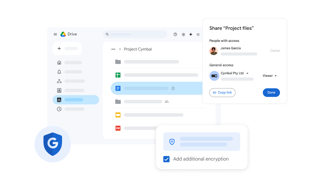 Google Drive interface showing file sharing settings, permissions, and secure collaboration features for managing documents with social media collaboration tools