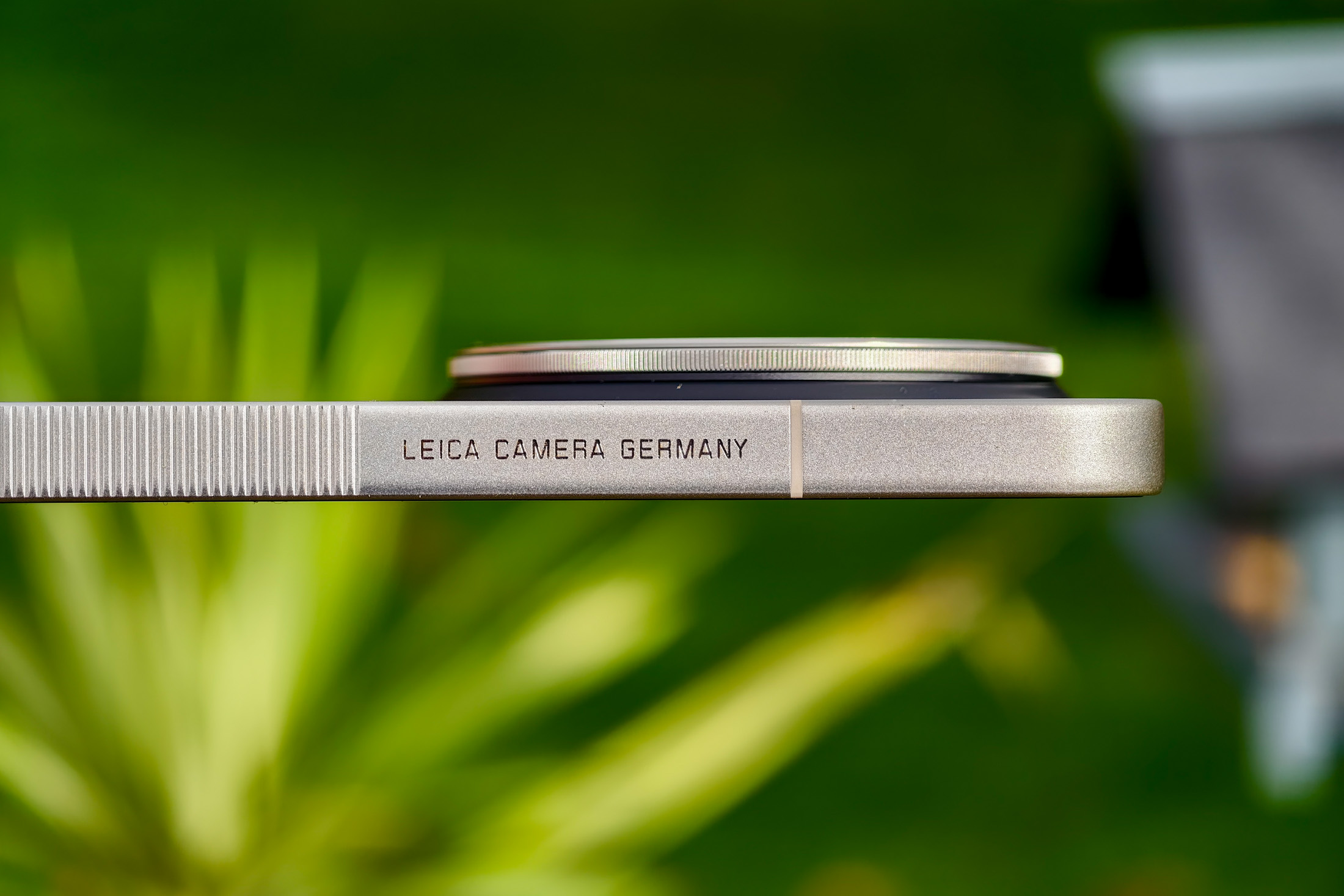 Photo of the Xiaomi Leica Leitzphone outside, showing the ‘Leica Camera Germany’ text on one side