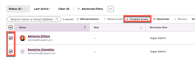 ai search analytics tools: hubspot access control dashboard
