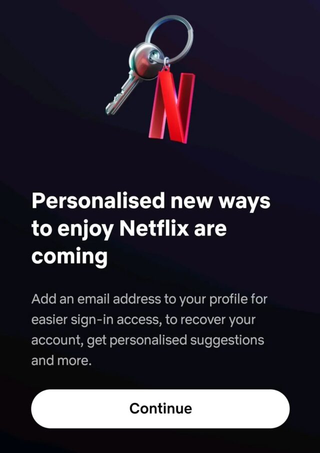 Netflix pop-up notification