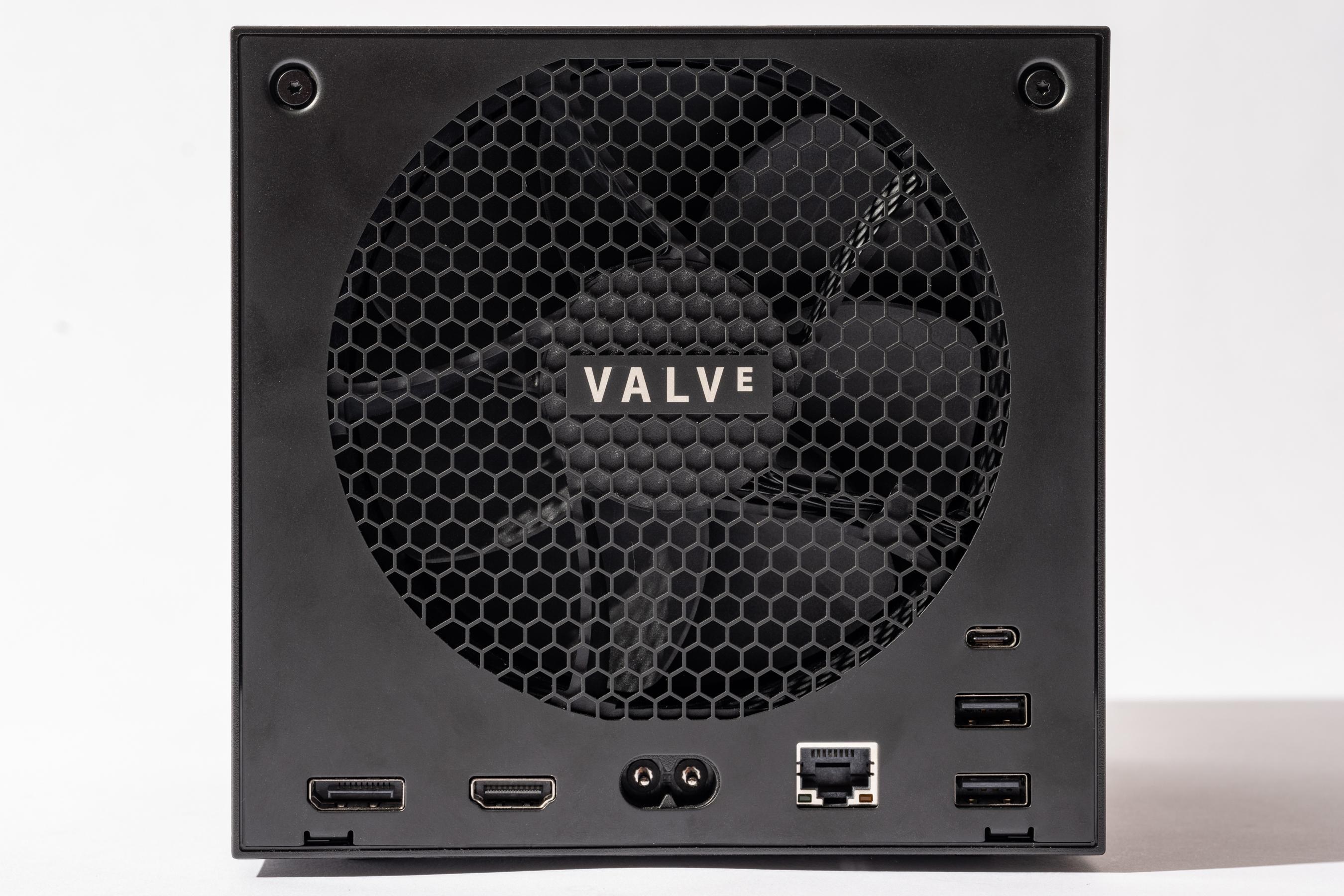 Valve’s design, a clever stack of large fan and integrated power supply, makes this cube small, quiet, and cool.