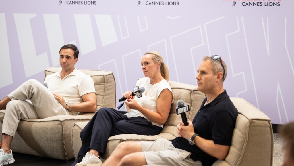 (L-R) CAA Sports' Roman Di Somma, Fuse's Louise Johnson, EY Studio+'s Laurence Buchanan