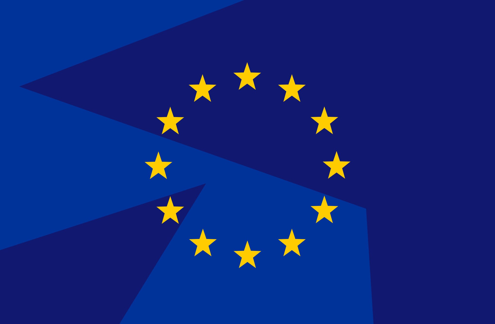 The European Union flag against a blue backdrop.